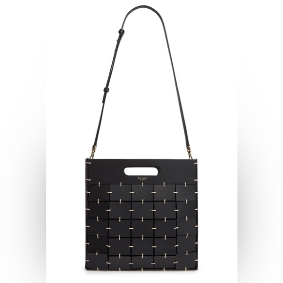 Kate Spade Large CELIA LEATHER GROMMET Top Handle Satchel CROSSBODY BAG in BLACK